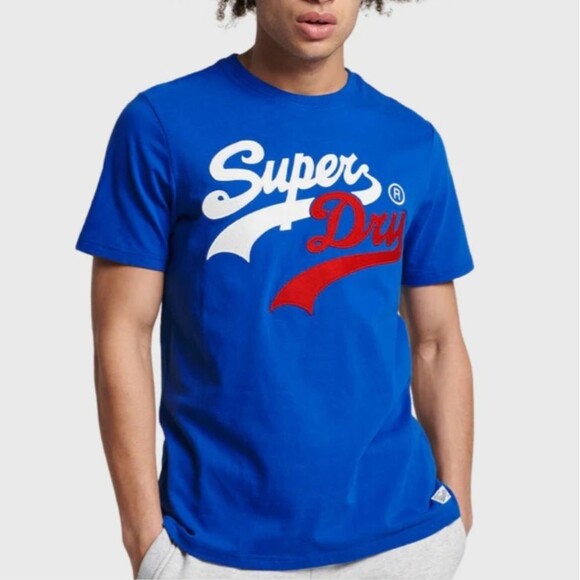 Superdry Men's Vintage Vl Interest Tee T-Shirt Blue Size XL Logo Cotton Casual - Picture 1 of 7